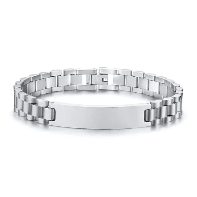 10MM -15.5MM LUXURY METAL ID BRACELET PREMIUM OYSTER STYLE BAND PERSONALIZED ENGRAVING BRACELETS GIFT FOR HIM