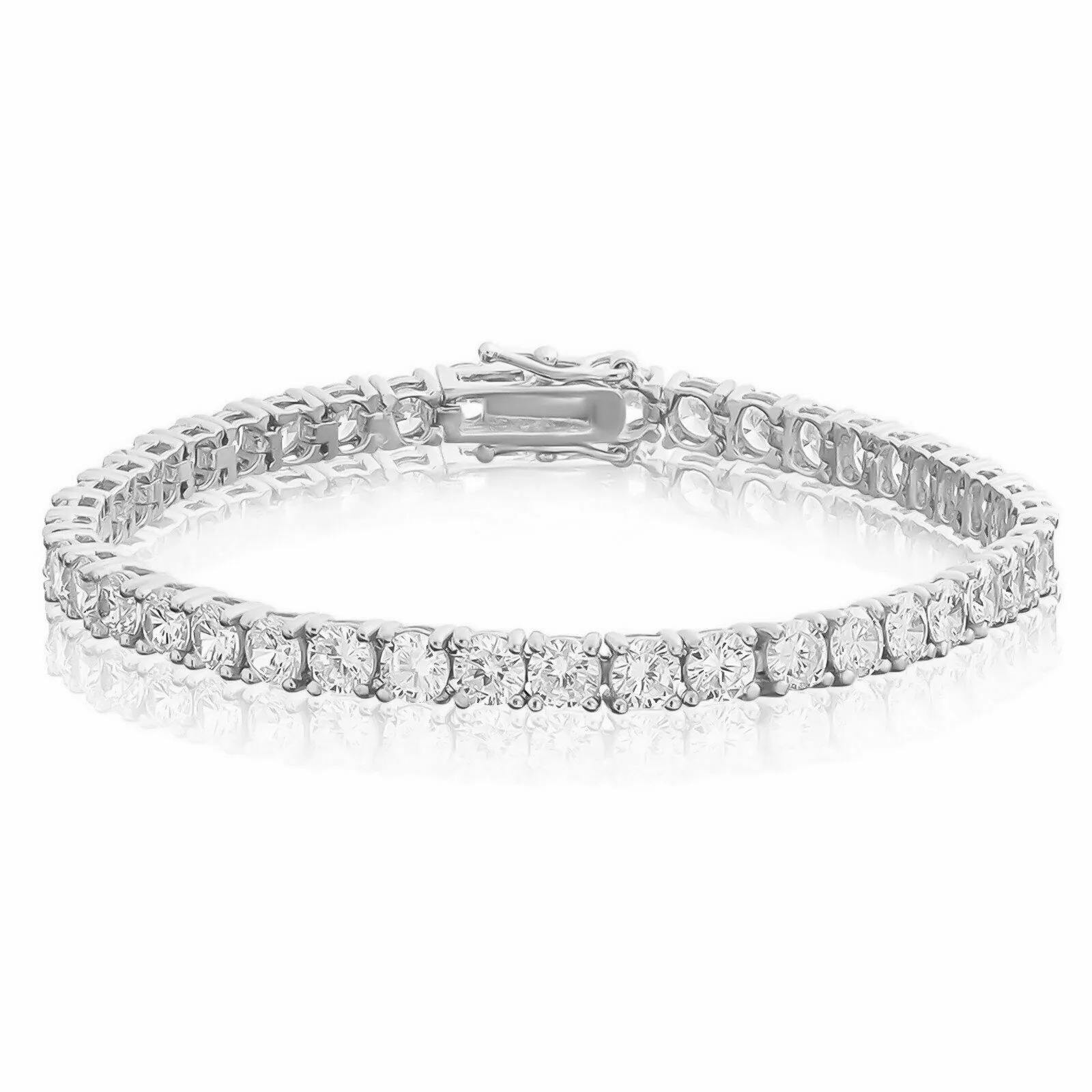 14K White Gold Finish 1 Row CZ Tennis Bracelet