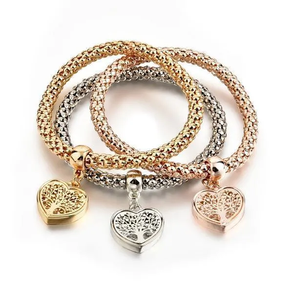 A TREE OF LIFE" HEART EDITION CHARM BRACELET WITH AUSTRIAN CRYSTALS