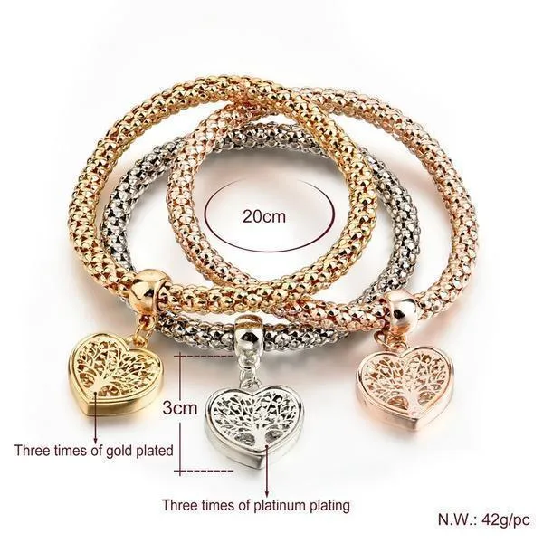 A TREE OF LIFE" HEART EDITION CHARM BRACELET WITH AUSTRIAN CRYSTALS