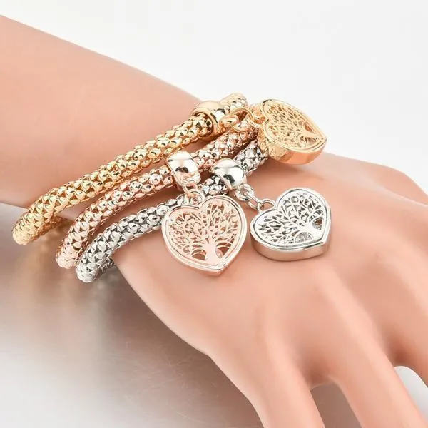 A TREE OF LIFE" HEART EDITION CHARM BRACELET WITH AUSTRIAN CRYSTALS