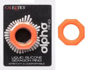 Alpha Liquid Silicone Sexagon Ring - Orange