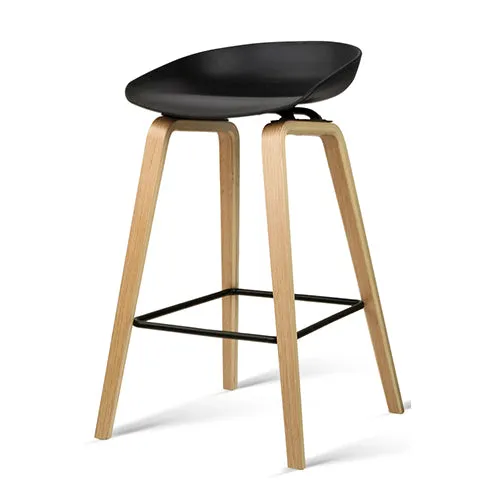 Artiss Set of 2 Wooden Backless Bar Stools - Black