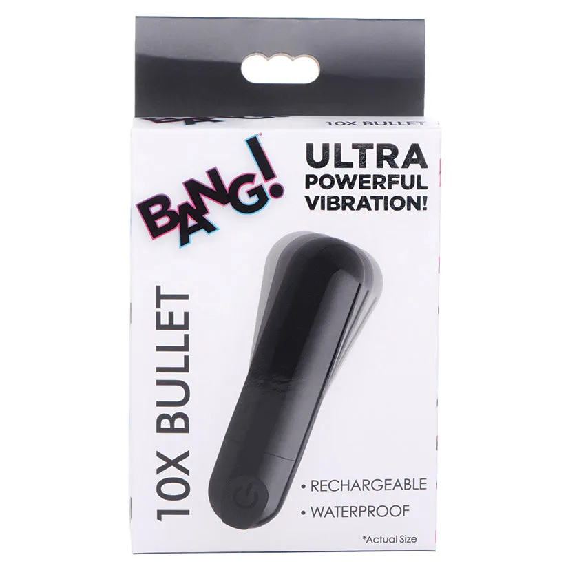 Bang! 10X Rechargeable Vibrating Metallic Bullet-Black