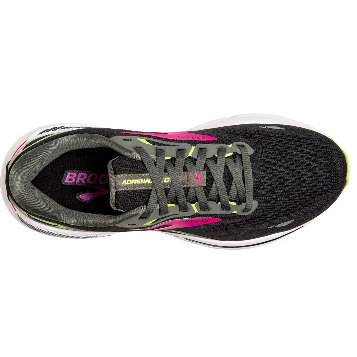 Brooks Adrenaline GTS 23 Wide Running Shoes - Womens - Black/Gunmetal/Sharp Green