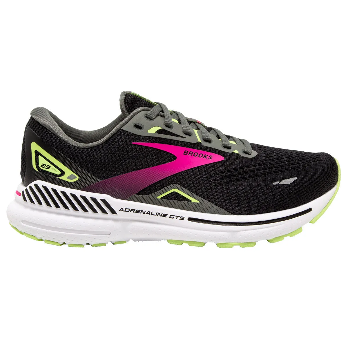 Brooks Adrenaline GTS 23 Wide Running Shoes - Womens - Black/Gunmetal/Sharp Green