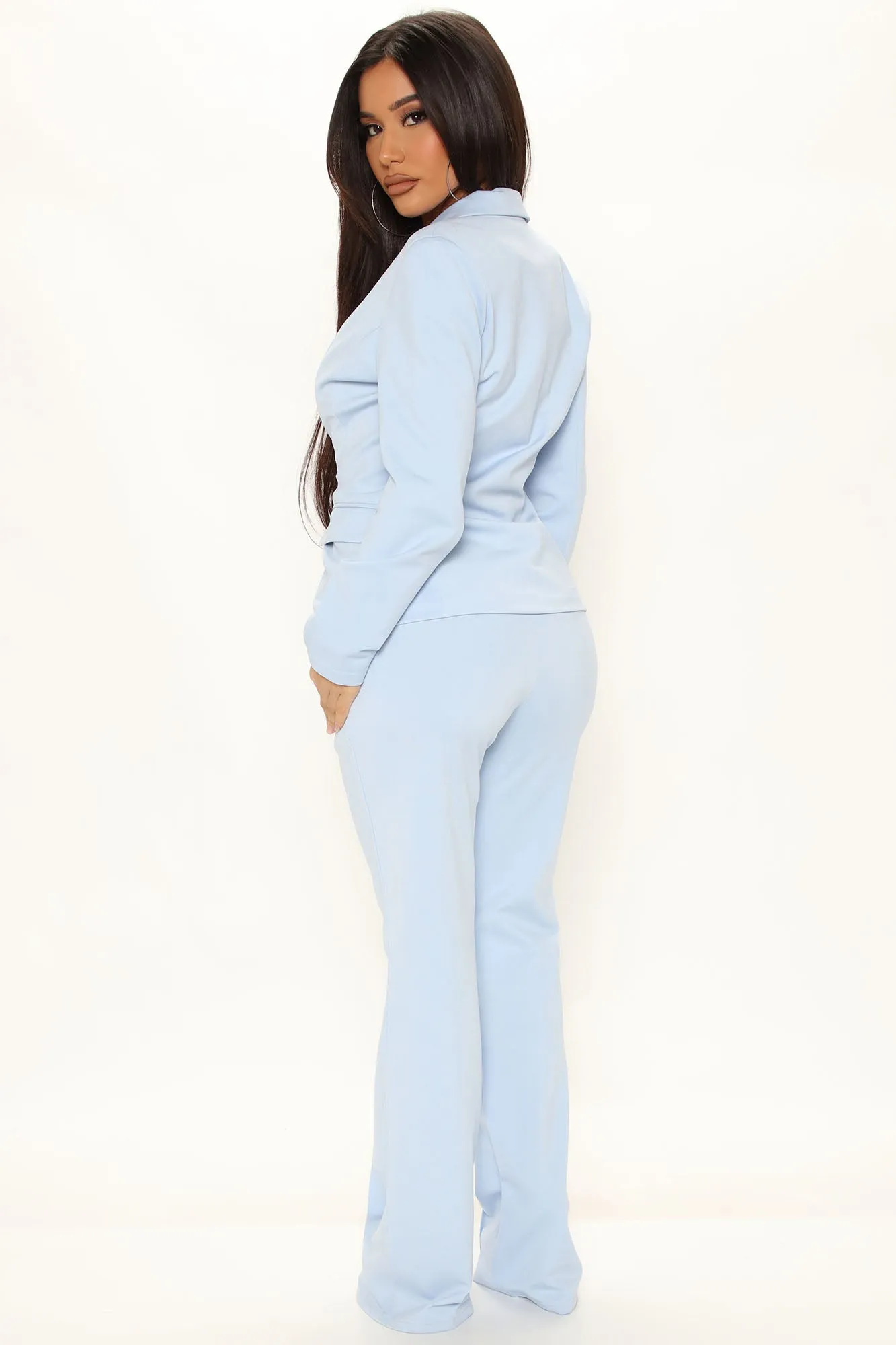 Business Per Usual Blazer Pant Set - Light Blue