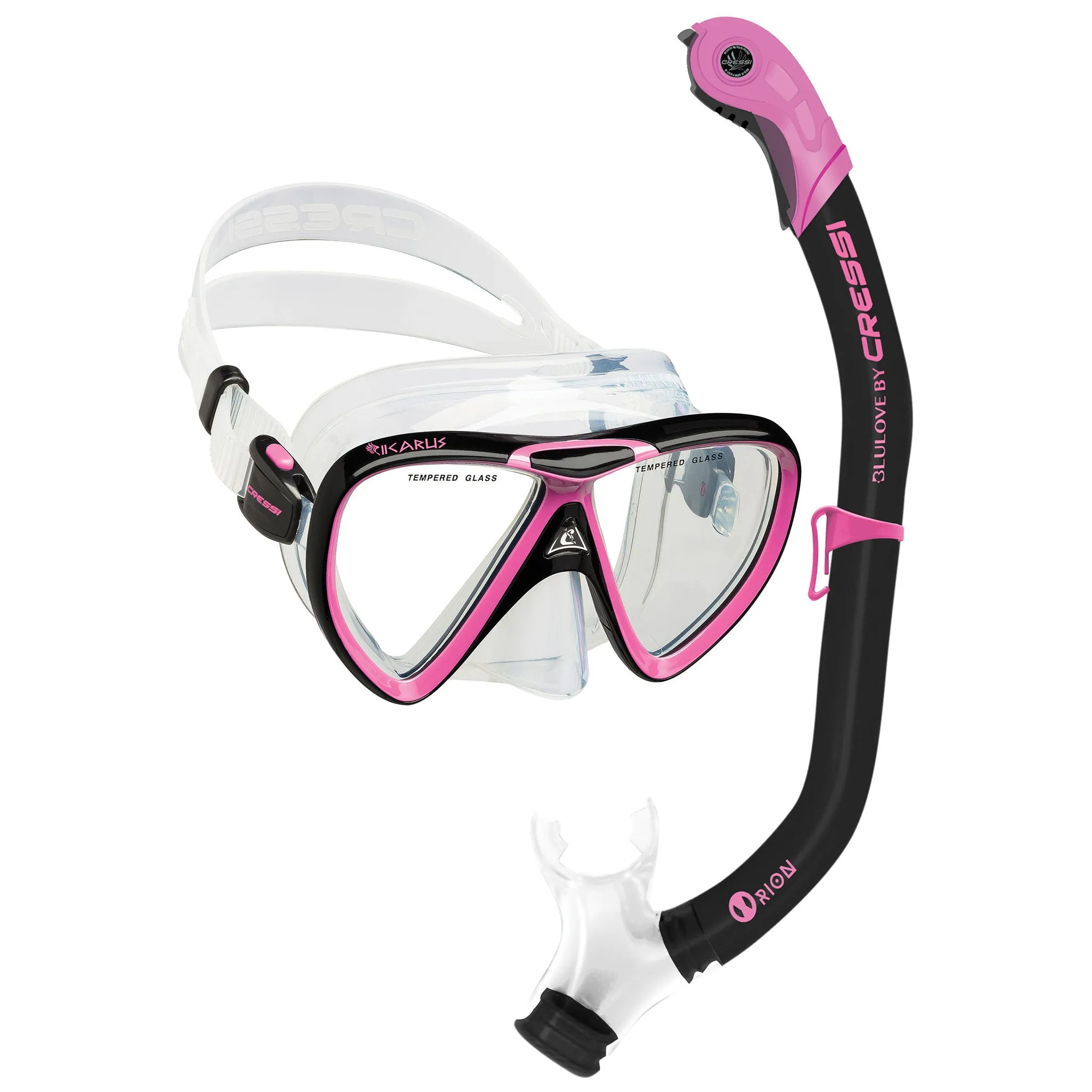 Cressi Ikarus Mask with Orion Semi-Dry Snorkel Combo