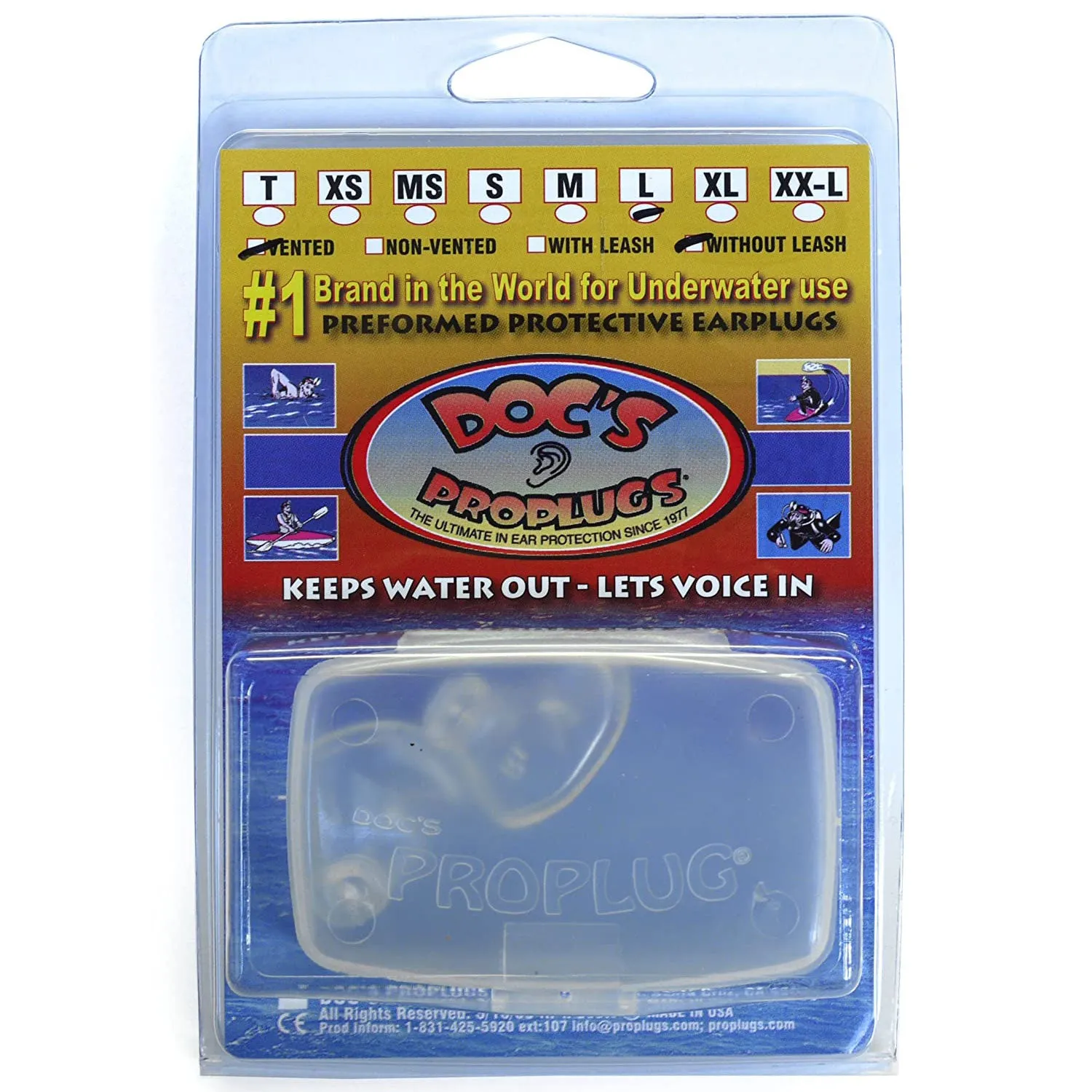 Doc's Proplugs - Vented Clear w/o Leash