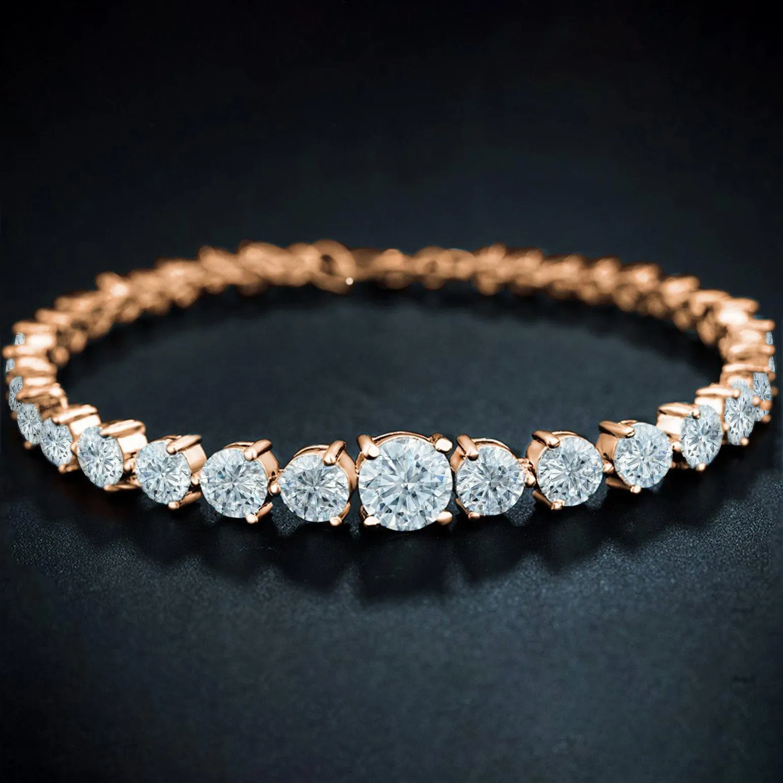 Graduated Cubic Zirconia Tennis Bracelets