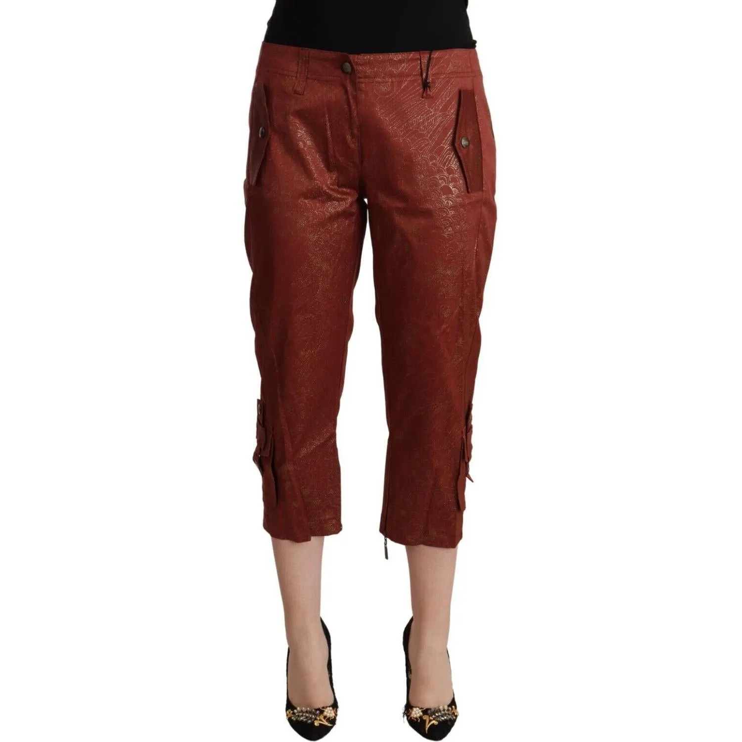 Just Cavalli Chic Brown Cropped Cotton Pants