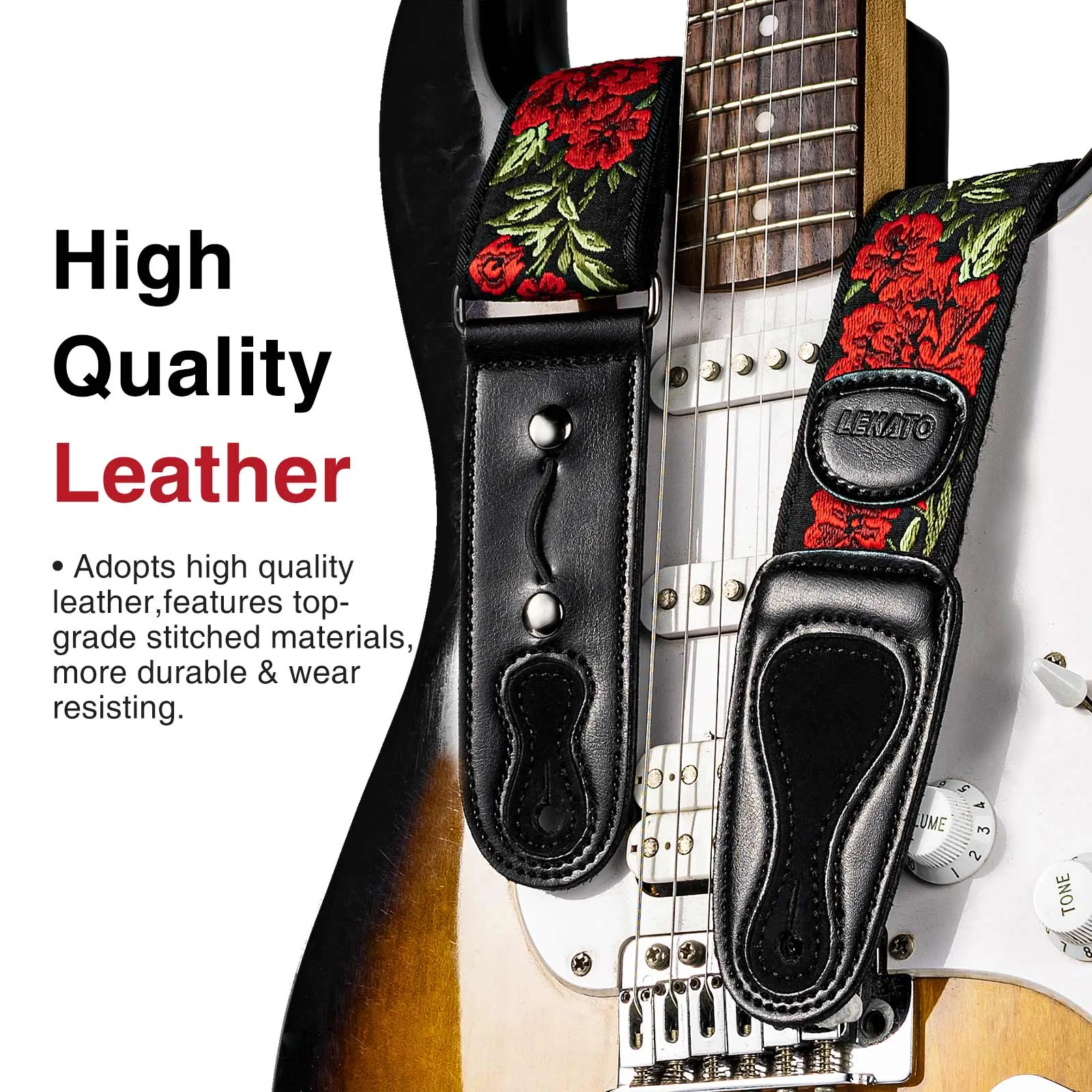 LEKATO LGS-6 Guitar Strap Embroidered Bohemian Style