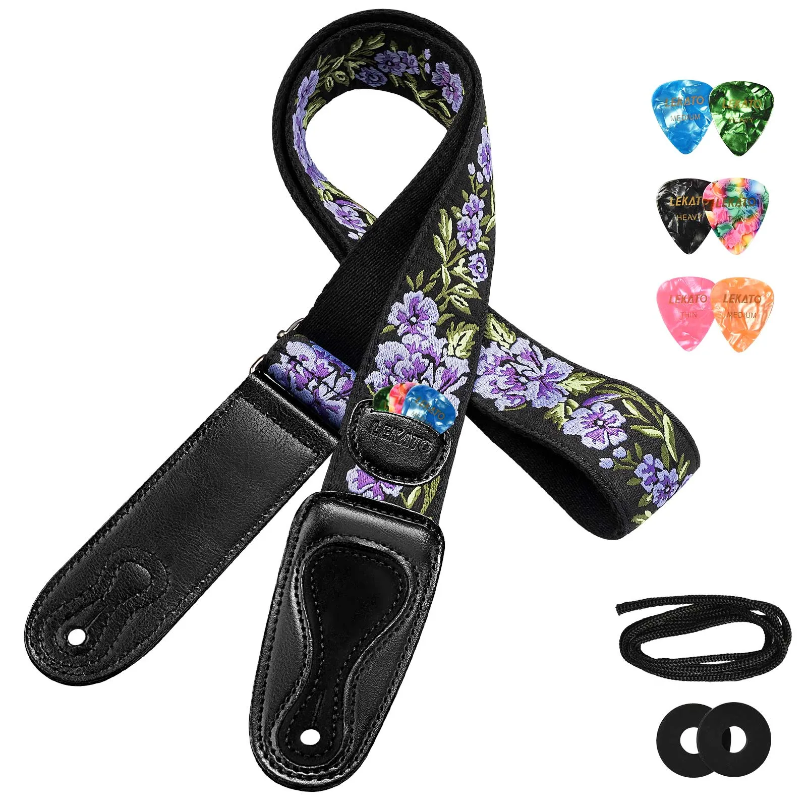 LEKATO LGS-6 Guitar Strap Embroidered Bohemian Style