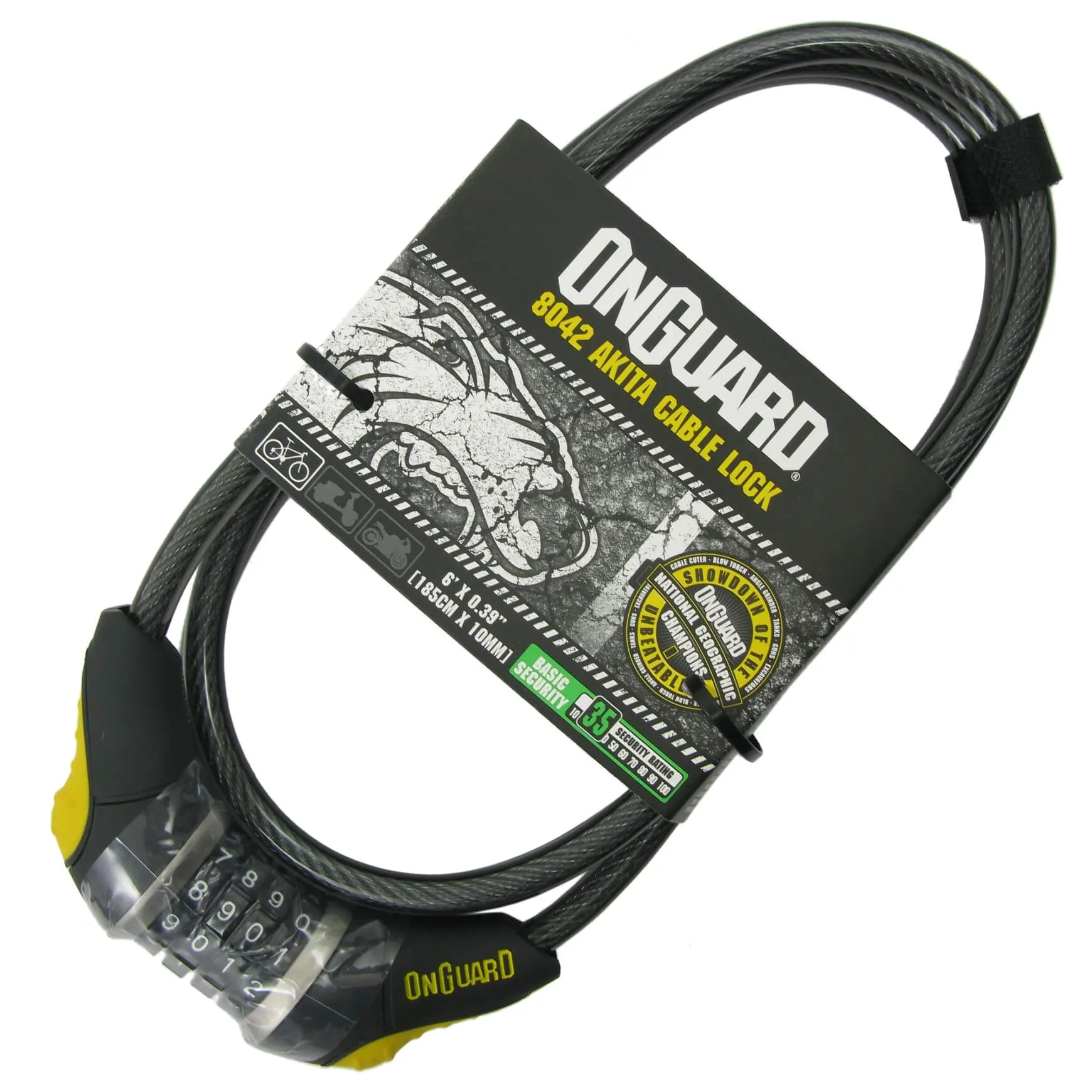 OnGuard 8042 Akita 185cm x 10mm Combo Cable Lock