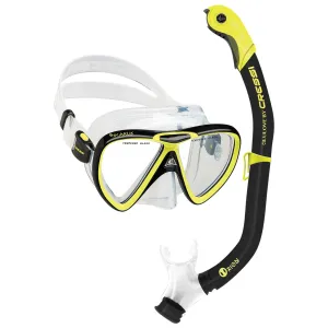 Open Box Cressi Ikarus Mask with Orion Semi-Dry Snorkel Combo - Clear-Black/Yellow