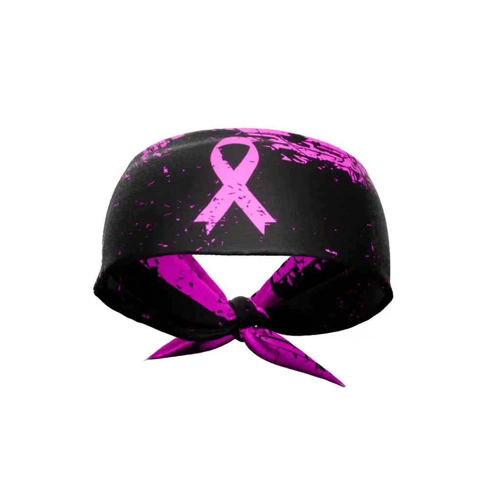 Pink Splattered Breast Cancer Tie Headband