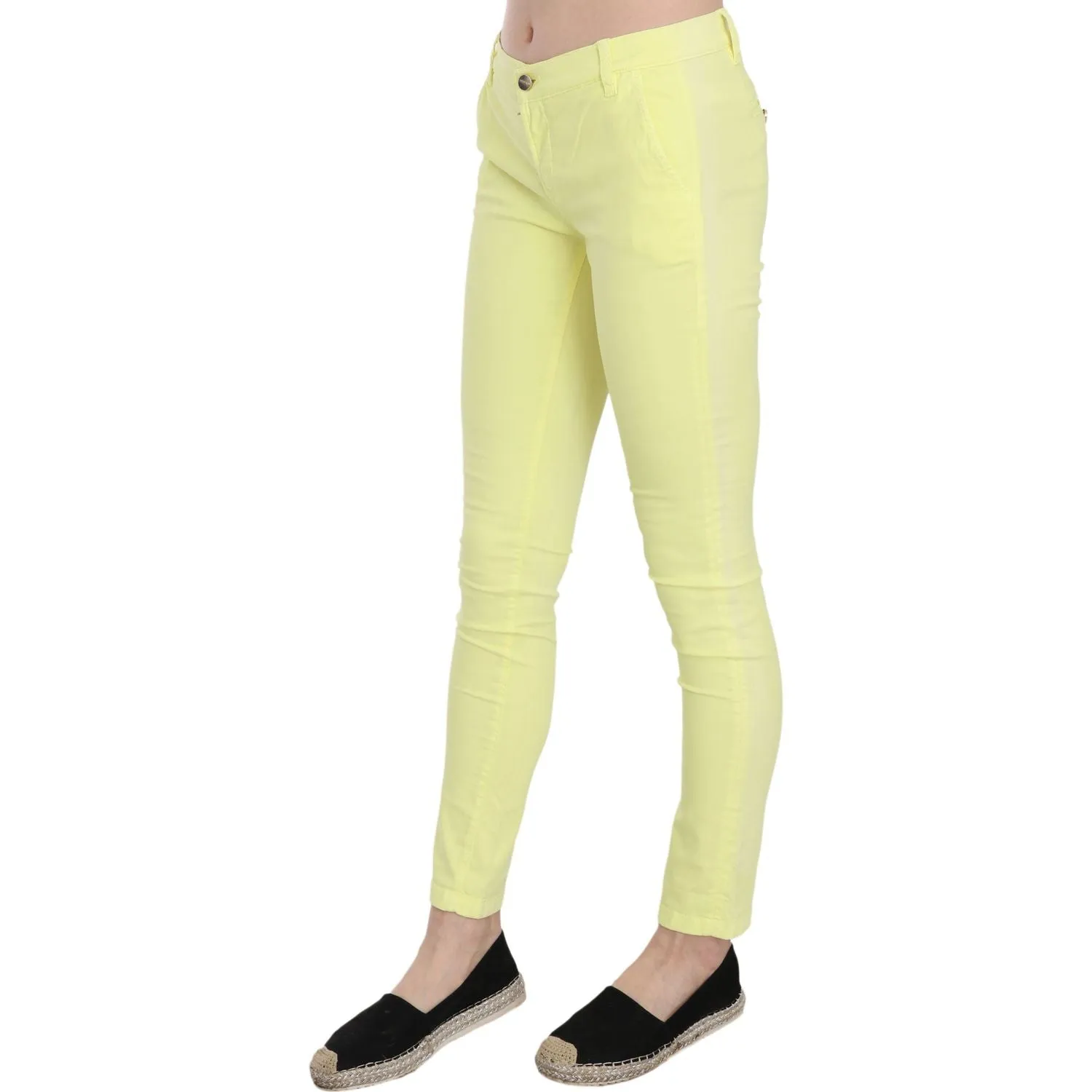 PINKO Chic Yellow Low Waist Skinny Casual Trousers