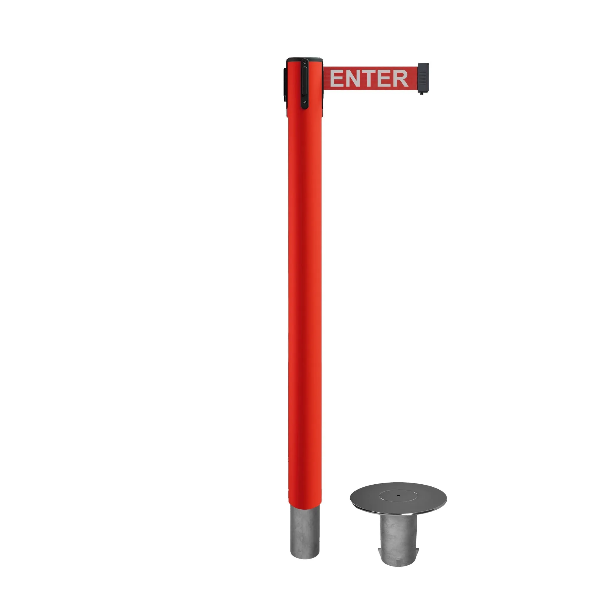 Retractable Belt Barrier Stanchion, Removable Base, 14 ft Belt - Montour Line MX650R