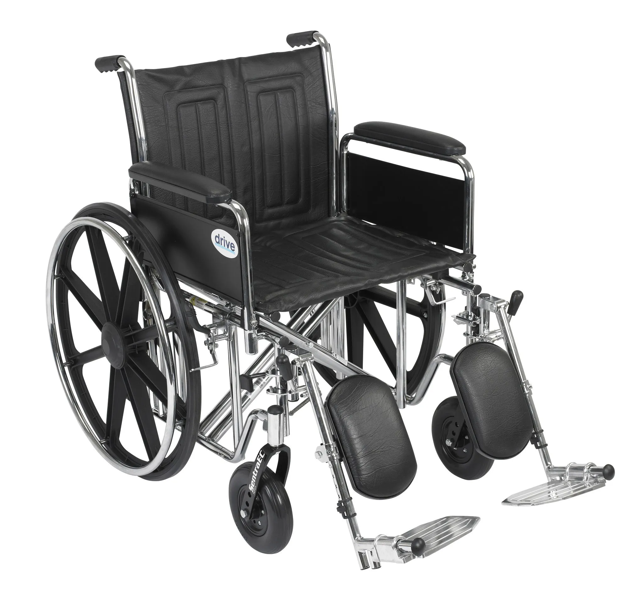 Sentra EC Heavy Duty Wheelchair, Detachable Full Arms, Elevating Leg Rests, 20" Seat