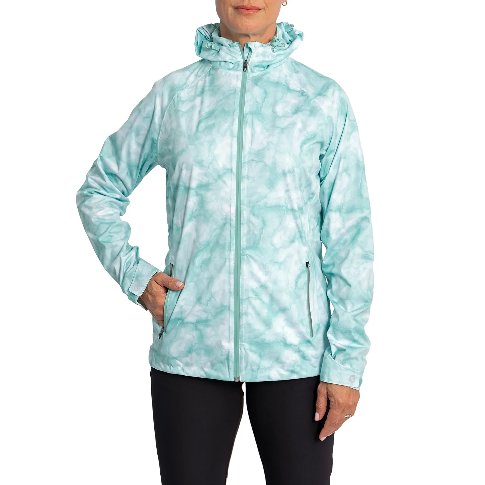 Sunderland Women's Aurora Whisperdry Lightweight Waterproof Golf Jacket - Mint Mist Print