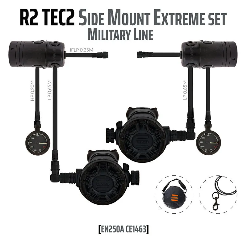 Tecline R2 Tec2 Regulator REV. Side Mount Extreme Set - Military Line (For Solo Diver)