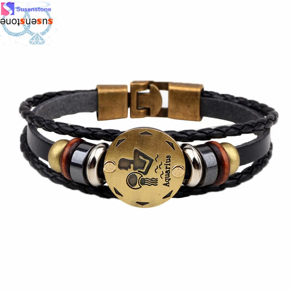 Twelve constellations bracelet  Bracelet Fashion Jewelry Leather Bracelet Personality Bracelet wristband