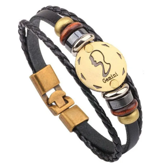 Twelve constellations bracelet  Bracelet Fashion Jewelry Leather Bracelet Personality Bracelet wristband