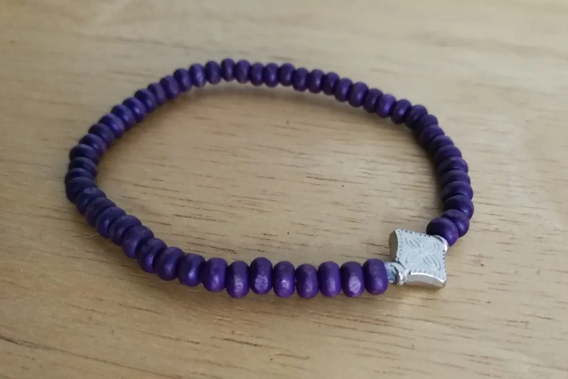 Wooden Beaded Bracelet  (Purple)