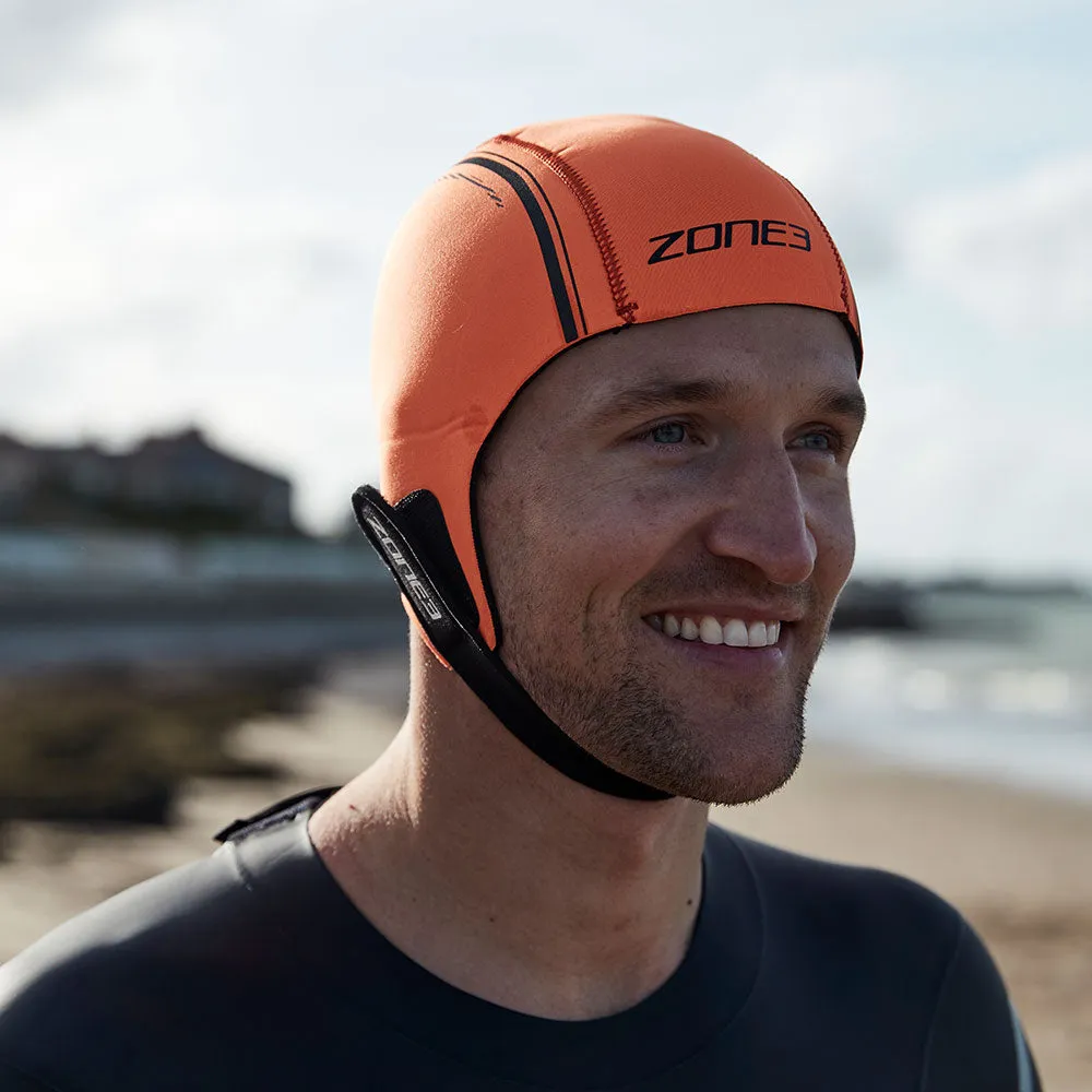 ZONE3 Orange Neoprene Swim Cap