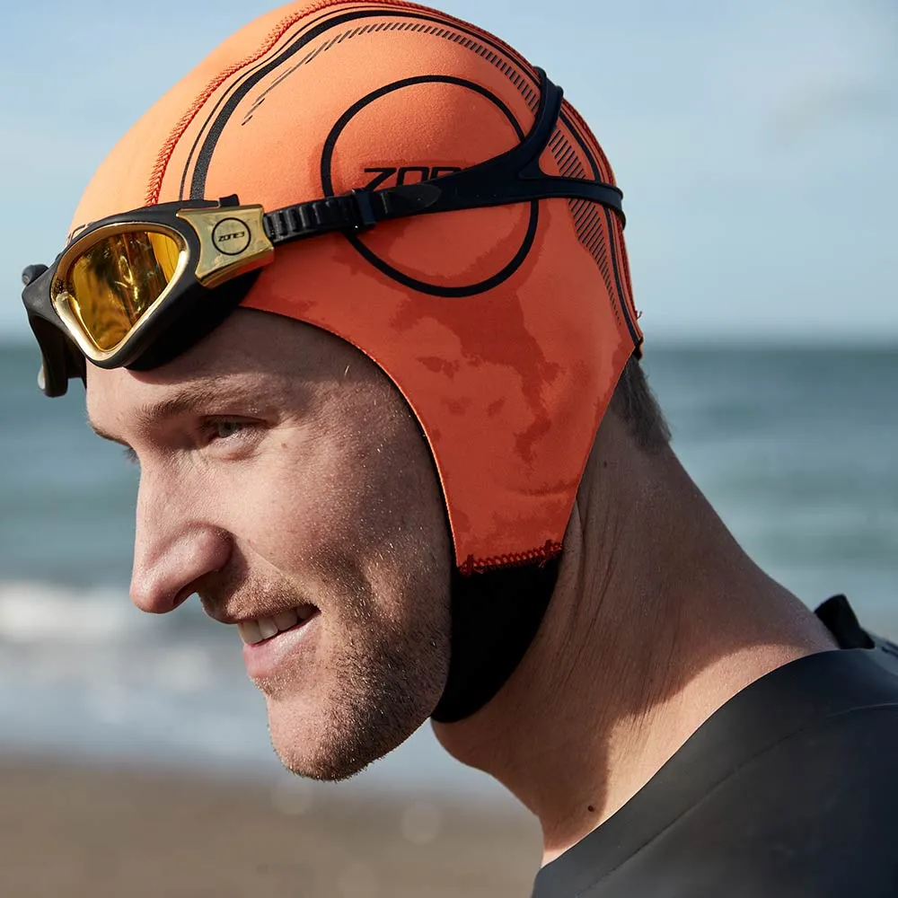 ZONE3 Orange Neoprene Swim Cap